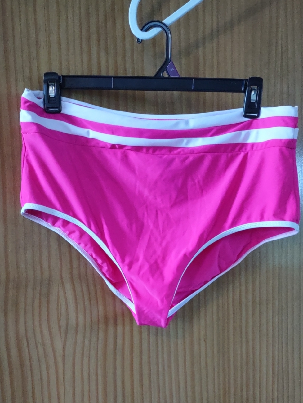 2X torrid Hot Pink Swim Bottoms with White Trim